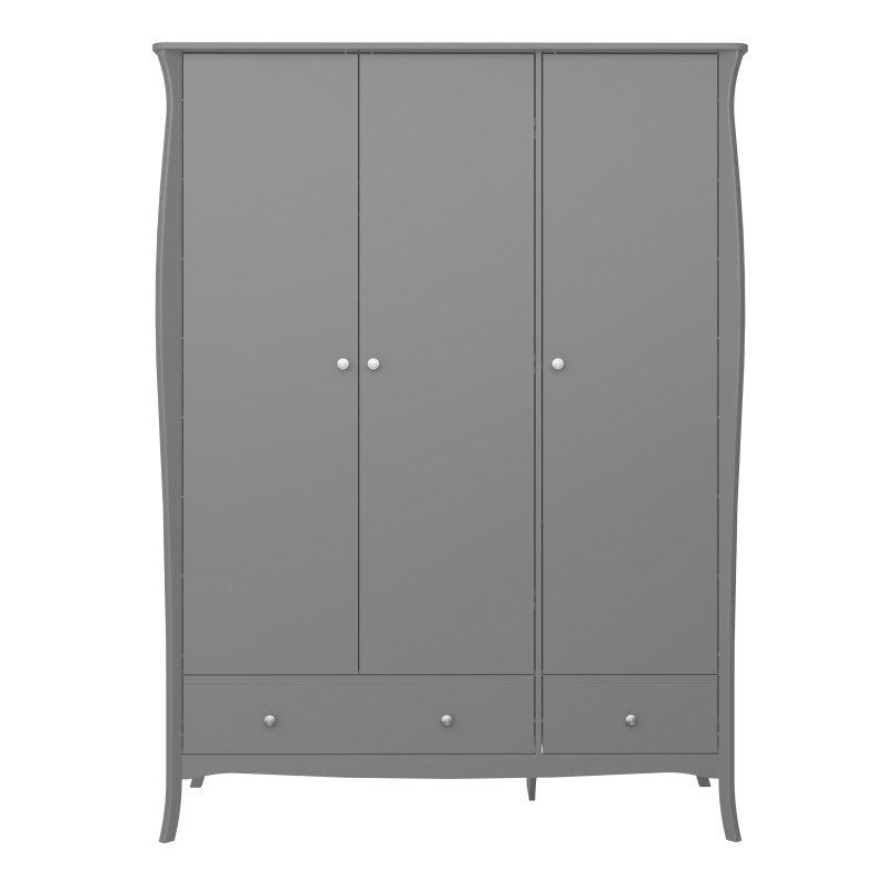 Baroque 3 Door & 2 Drawer Grey Wardrobe by Lavishway | Wardrobe