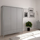 Baroque 3 Door & 2 Drawer Grey Wardrobe by Lavishway | Wardrobe