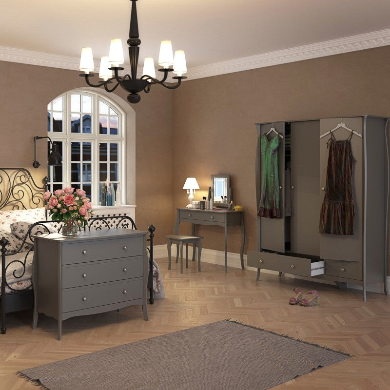 Baroque 3 Door & 2 Drawer Grey Wardrobe by Lavishway | Wardrobe