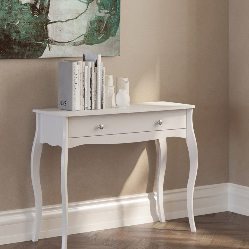 Baroque White Finish 1 Drawer Dressing Table by Lavishway | Dressing Tables