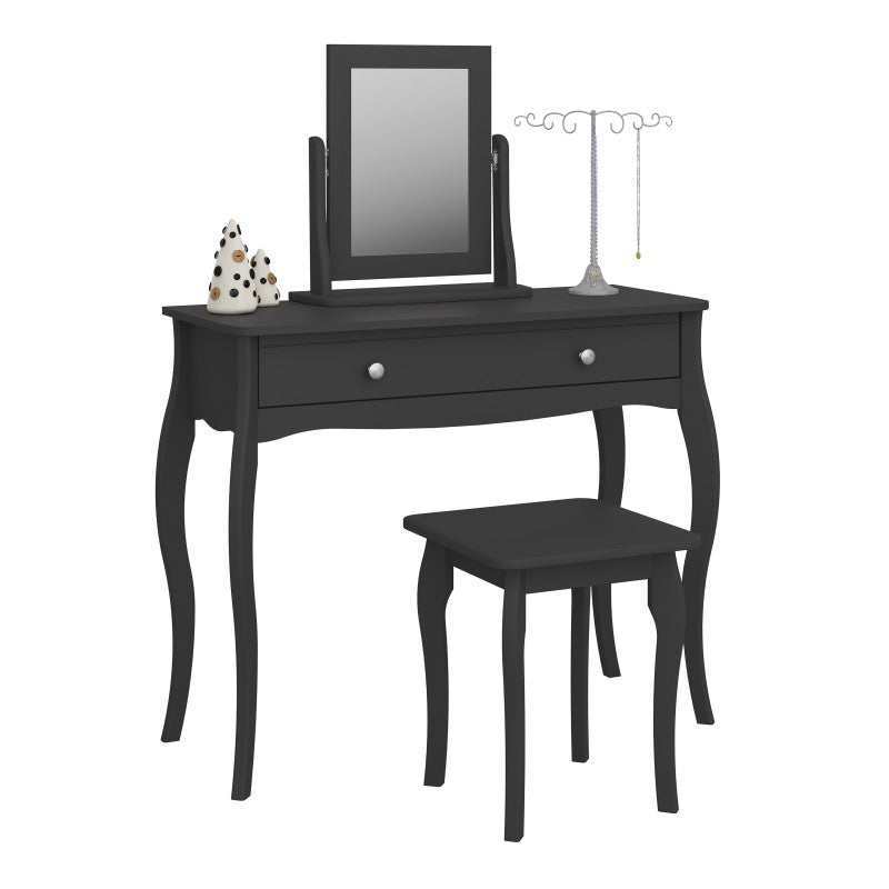 Baroque Black Finish Dressing Table Stool by Lavishway | Dressing Table Stools
