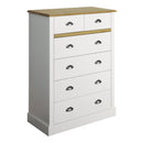 Sandringham White & Oak 2 Over 4 Drawer Chest by Lavishway | Chest Of Drawers