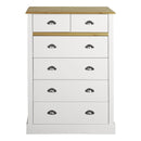 Sandringham White & Oak 2 Over 4 Drawer Chest by Lavishway | Chest Of Drawers