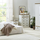 Sandringham White & Oak 2 Over 4 Drawer Chest by Lavishway | Chest Of Drawers