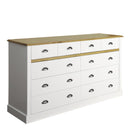 Sandringham White & Oak 4 Over 6 Drawer Chest by Lavishway | Chest Of Drawers