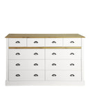 Sandringham White & Oak 4 Over 6 Drawer Chest by Lavishway | Chest Of Drawers