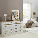 Sandringham White & Oak 4 Over 6 Drawer Chest by Lavishway | Chest Of Drawers