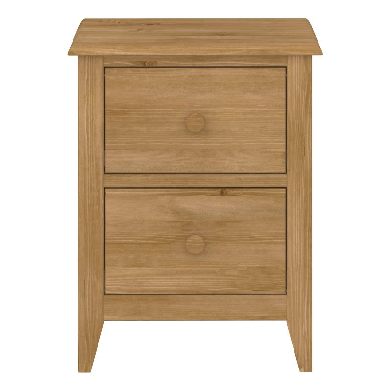 Heston Solid Pine 2 Drawer Bedside Table by Lavishway | Bedside Tables