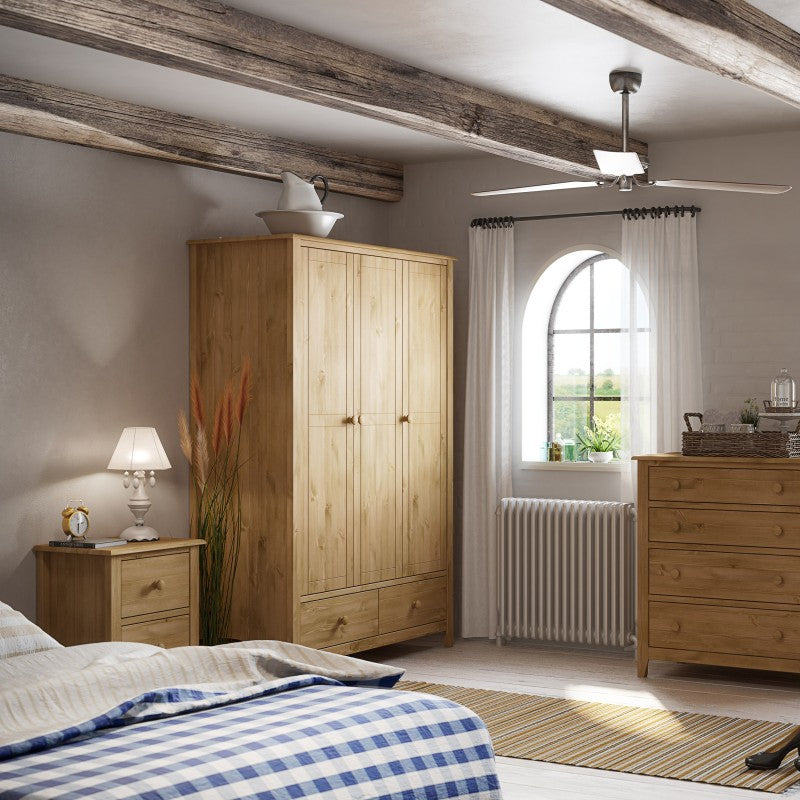 Heston Solid Pine 2 Drawer Bedside Table by Lavishway | Bedside Tables