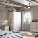 Heston White & Pine 2 Drawer Bedside Table