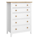 Heston White & Pine 5 Drawers Wooden Chest by Lavishway | Chest Of Drawers