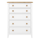 Heston White & Pine 5 Drawers Wooden Chest by Lavishway | Chest Of Drawers