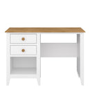 Heston White & Pine 2 Drawer 1 Shelf Desk by Lavishway | Wood Desks