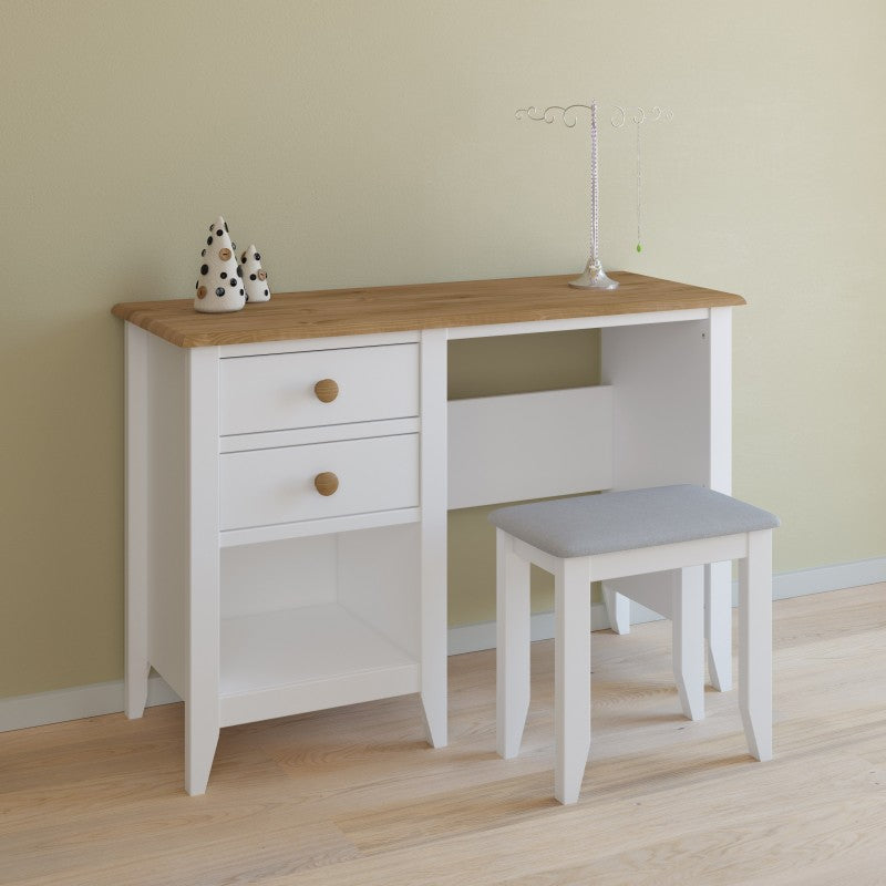 Heston White & Pine 2 Drawer 1 Shelf Desk by Lavishway | Wood Desks