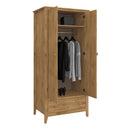 Heston Solid Pine 2 Door 1 Drawer Wardrobe by Lavishway | Wardrobe