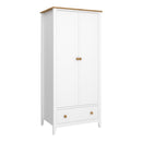 Heston white & Pine 2 Door 1 Drawer Wardrobe by Lavishway | Wardrobe