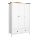 Heston White &  Pine 3 Door 2 Drawer Wardrobe by Lavishway | Wardrobe