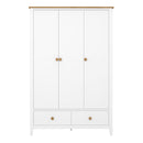 Heston White &  Pine 3 Door 2 Drawer Wardrobe by Lavishway | Wardrobe