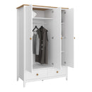 Heston White &  Pine 3 Door 2 Drawer Wardrobe by Lavishway | Wardrobe