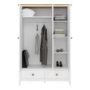Heston White &  Pine 3 Door 2 Drawer Wardrobe by Lavishway | Wardrobe