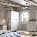 Heston White &  Pine 3 Door 2 Drawer Wardrobe by Lavishway | Wardrobe