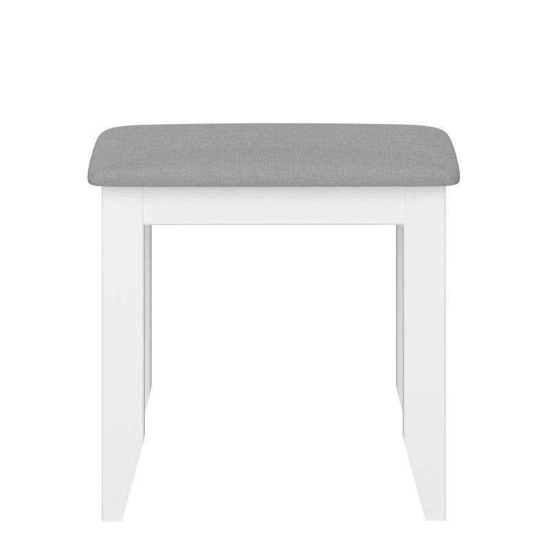 Heston White & Pine Grey Fabric Top Stool by Lavishway | Dressing Table Stools