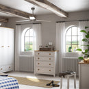 Heston White & Pine Grey Fabric Top Stool by Lavishway | Dressing Table Stools