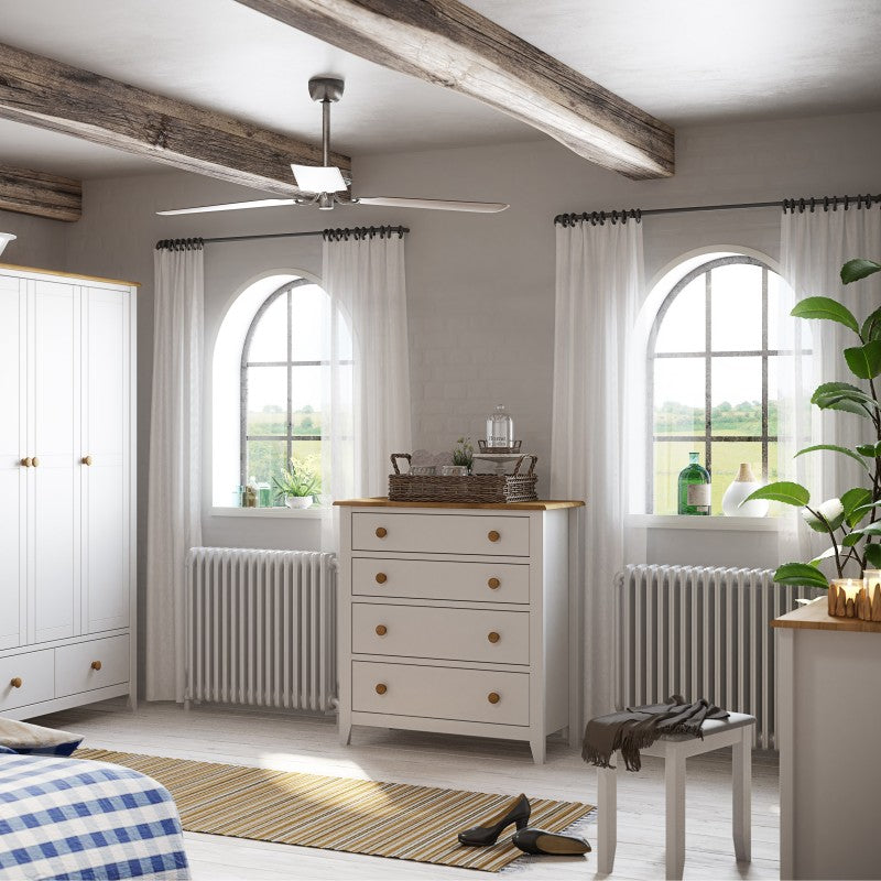 Heston White & Pine Grey Fabric Top Stool by Lavishway | Dressing Table Stools