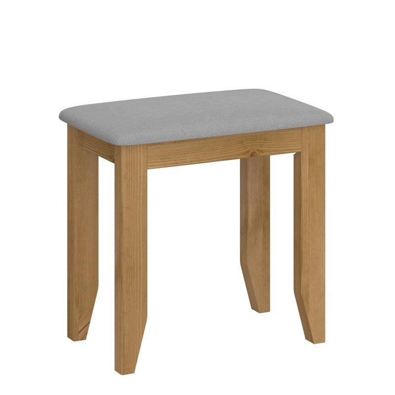 Heston Solid Pine Grey Fabric Top Stool by Lavishway | Dressing Table Stools