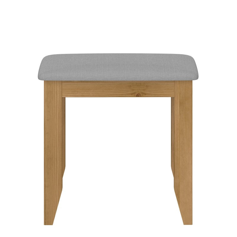 Heston Solid Pine Grey Fabric Top Stool by Lavishway | Dressing Table Stools
