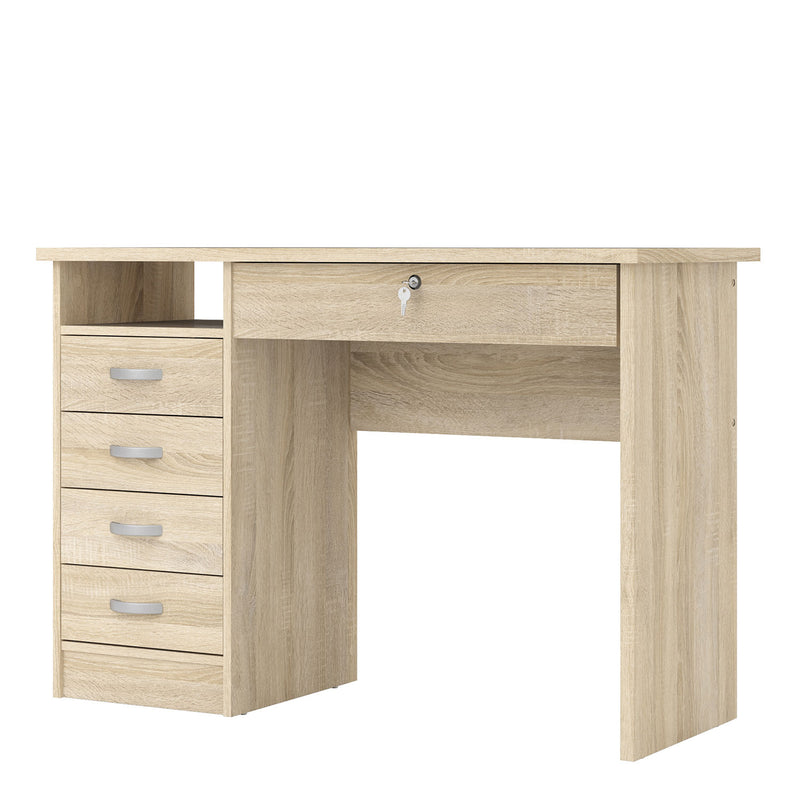 Function Plus Oak Finish 5 Drawers Desk by Lavishway | Desk Pedestals-29591