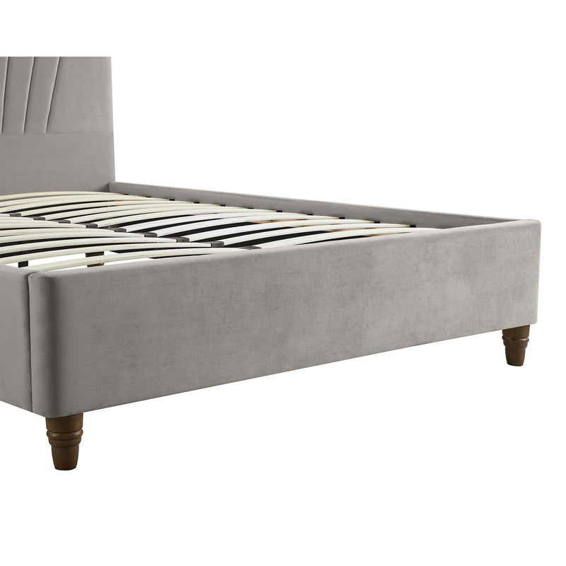 Lexie Wooden Effect Legs Velvet Double Bed by Lavishway | Velvet Bed-35625