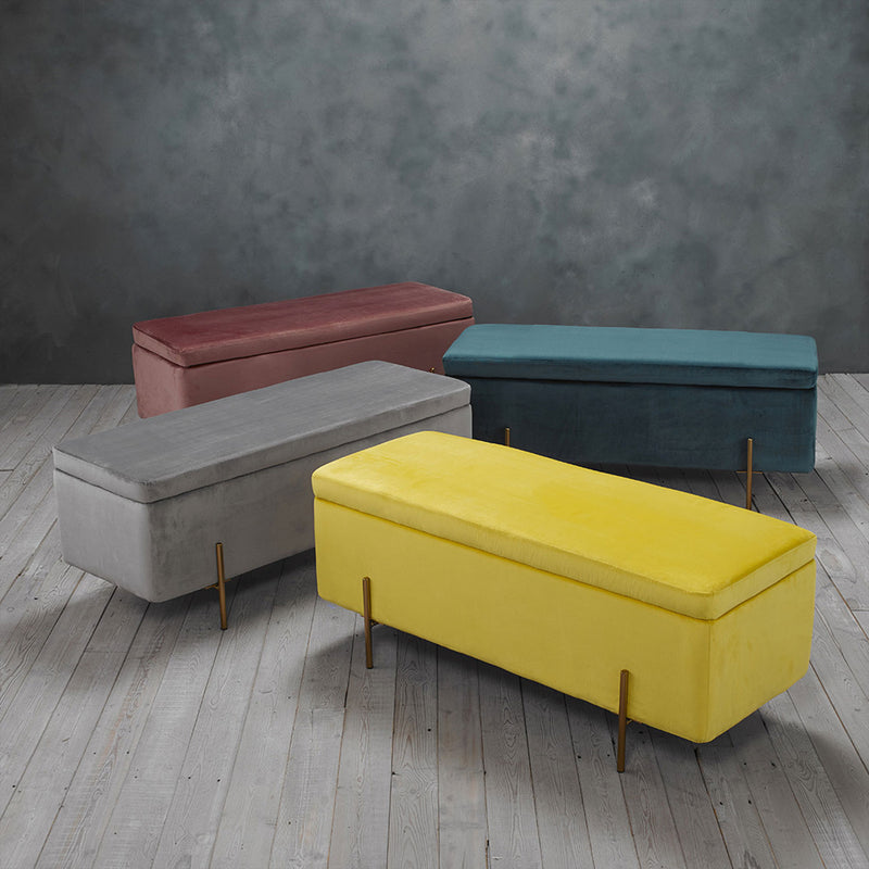 Lola Velvet Storage Ottoman Bench by Lavishway | Benches & Storage Benches-28335