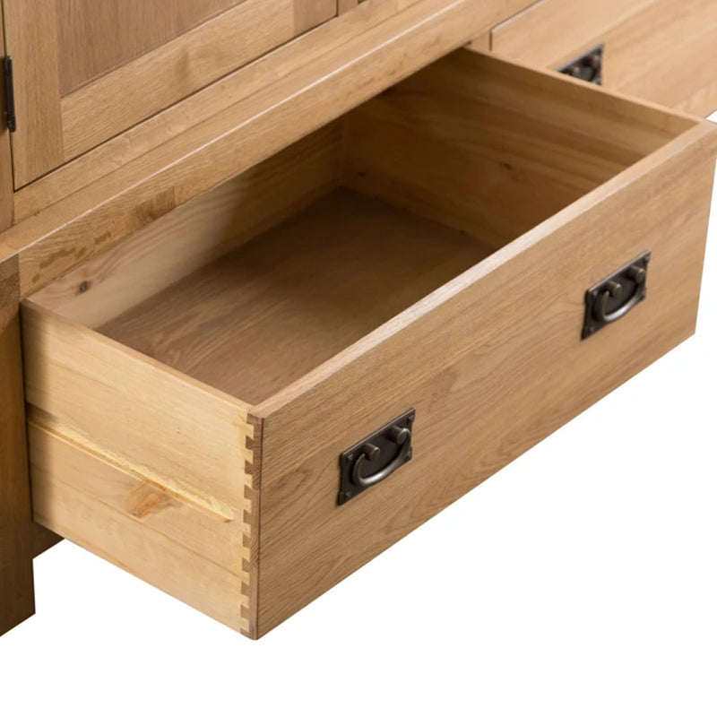 Chunky Oak 3 Doors Wardrobe With Mirror by Lavishway | Wardrobe-32616