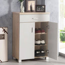 Oak 2 Door 1 Drawer Shoe Cabinet in Grey by Lavishway | Shoe Cabinets-43291