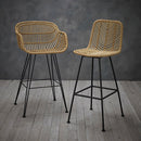 Rafferty Poly Woven Rattan Bar Stool in Pair by Lavishway | Bar Stools-30902