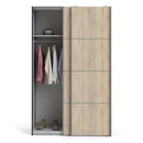 Verona Oak Finish Sliding Wardrobe by Lavishway | Wardrobe-33327