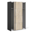 Verona Oak Finish Sliding Wardrobe by Lavishway | Wardrobe-33326