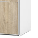 Verona Oak Finish Sliding Wardrobe by Lavishway | Wardrobe-33362