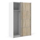 Verona Oak Finish Sliding Wardrobe by Lavishway | Wardrobe-33350