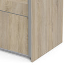 Verona Oak Finish Sliding Wardrobe by Lavishway | Wardrobe-33308