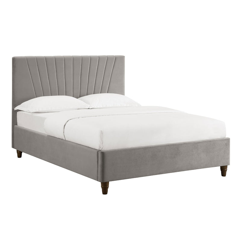 Lexie Wooden Effect Legs Velvet Double Bed by Lavishway | Velvet Bed-35623