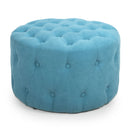 Verona Small Round Turquoise Blue Pouffe by Lavishway | Stools & Pouffes-37494