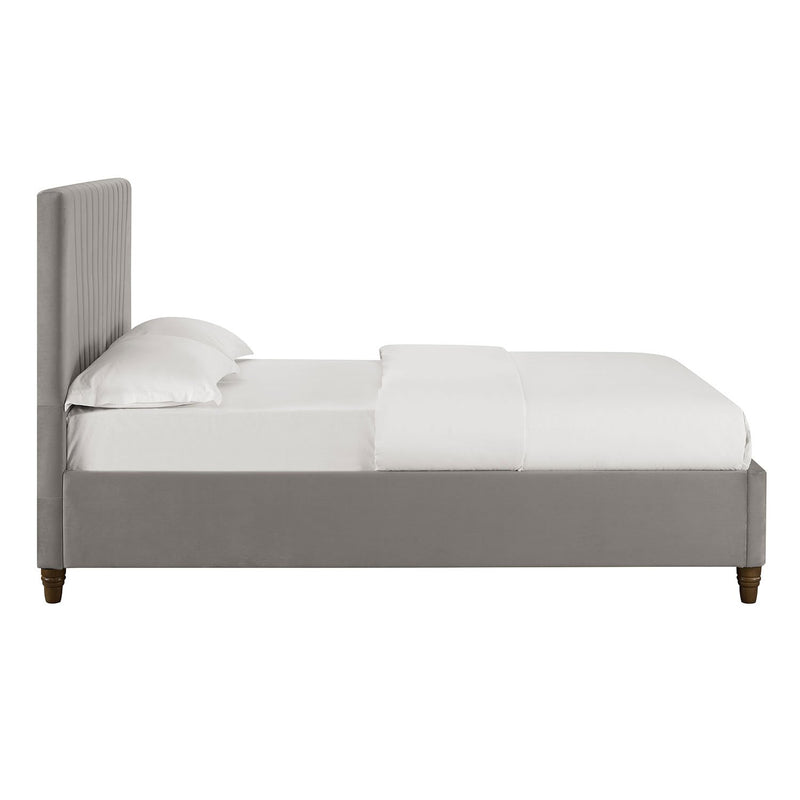 Lexie Wooden Effect Legs Velvet Double Bed by Lavishway | Velvet Bed-35620