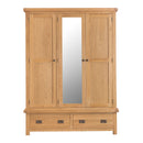 Chunky Oak 3 Doors Wardrobe With Mirror by Lavishway | Wardrobe-32607