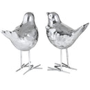 Set of Two Resin Birds in Silver Finish by Lavishway | Ornaments & Decoration-39768
