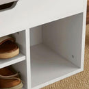 Wooden Grey Shoe Storage Cabinet With Seating by Lavishway | Shoe Cabinets-39033