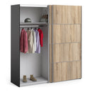 Verona Oak Finish Sliding Wardrobe by Lavishway | Wardrobe-33438