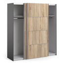 Verona Oak Finish Sliding Wardrobe by Lavishway | Wardrobe-33436