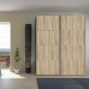 Verona Oak Finish Sliding Wardrobe by Lavishway | Wardrobe-33444